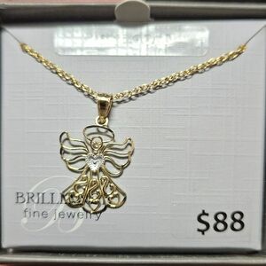 10 KT Gold Angel Pendant Necklace BY Brilliance Fine Jewelry